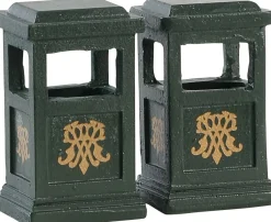 Lemax kerstdorpminiatuur green trash can (vuilnisbakken) 2 stuks 5 x 2 x 4,5 cm
