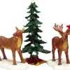 Lemax kerstdorpminiatuur Mr and Mrs Moose (elanden) H 8,4 cm
