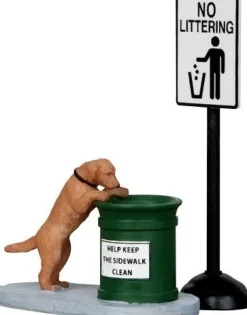 Lemax kerstdorpminiatuur no littering (hond geen rommel) H 8,5 cm