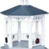 Lemax kerstdorpminiatuur plastic gazebo (tuinhuisje) with decorations H 13,5 cm