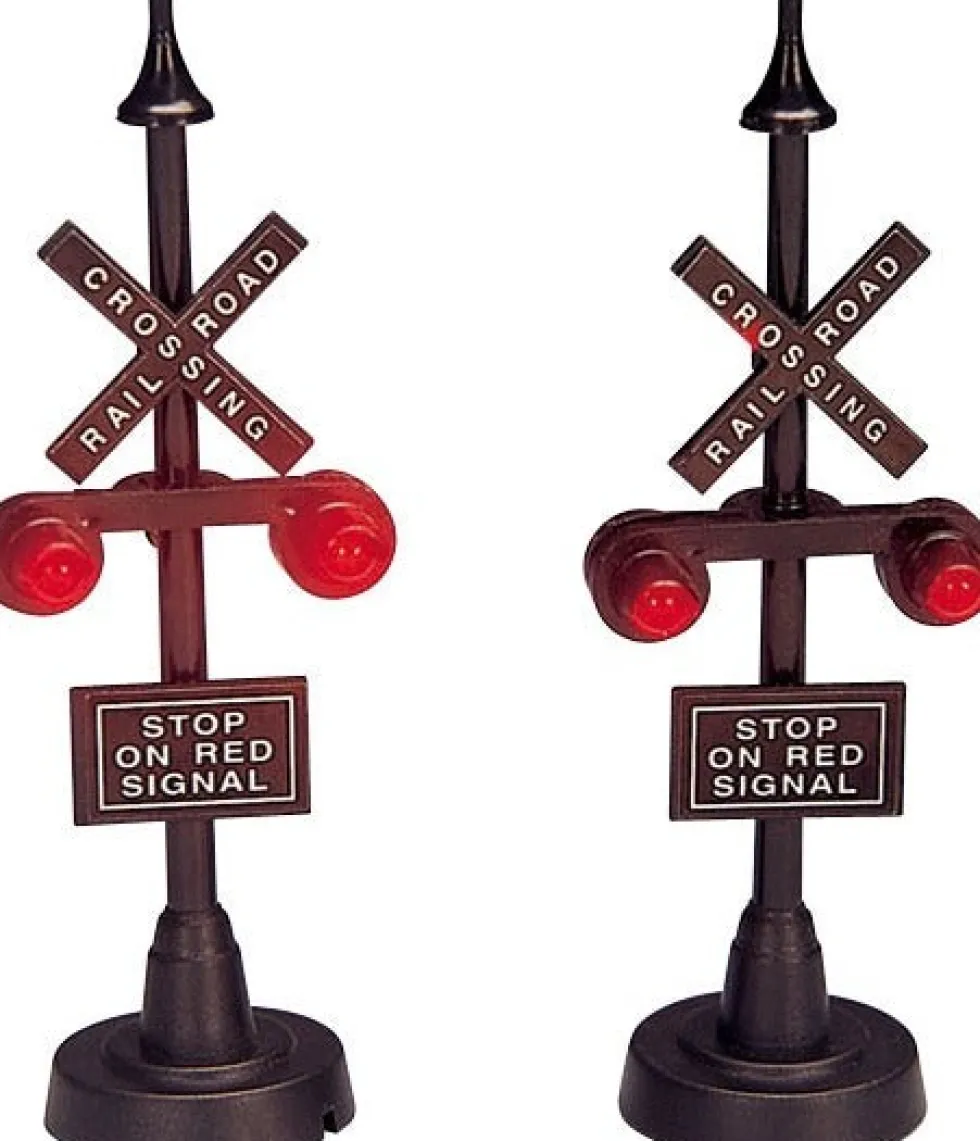 Lemax kerstdorp miniatuur railway stoplight (lichtsein) 2 stuks H 10,1 cm