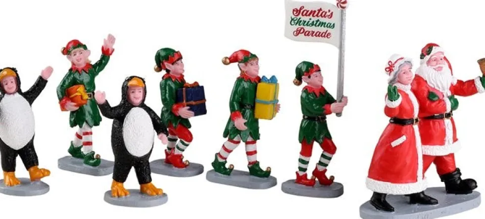 Lemax kerstdorpminiatuur Santa's Elf Parade (elfenoptocht) 3 x 19 x 8,4 cm 7-delig
