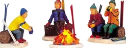 Lemax kerstdorpminiatuur skiers camp fire (kampvuur) H 5 cm