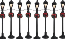 Lemax kerstdorp verlichting gas lantern streetlamp (straatlantaarns) 8 stuks H 10,5 cm