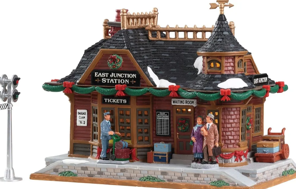Lemax kersthuisje east junction station (treinstation) 23,5 x 14,5 x 18,5 cm