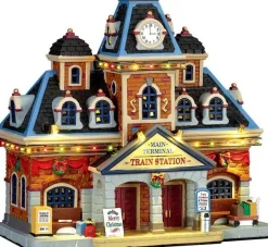 Lemax kersthuisje main terminal train station (centraal station) H 21,3 cm