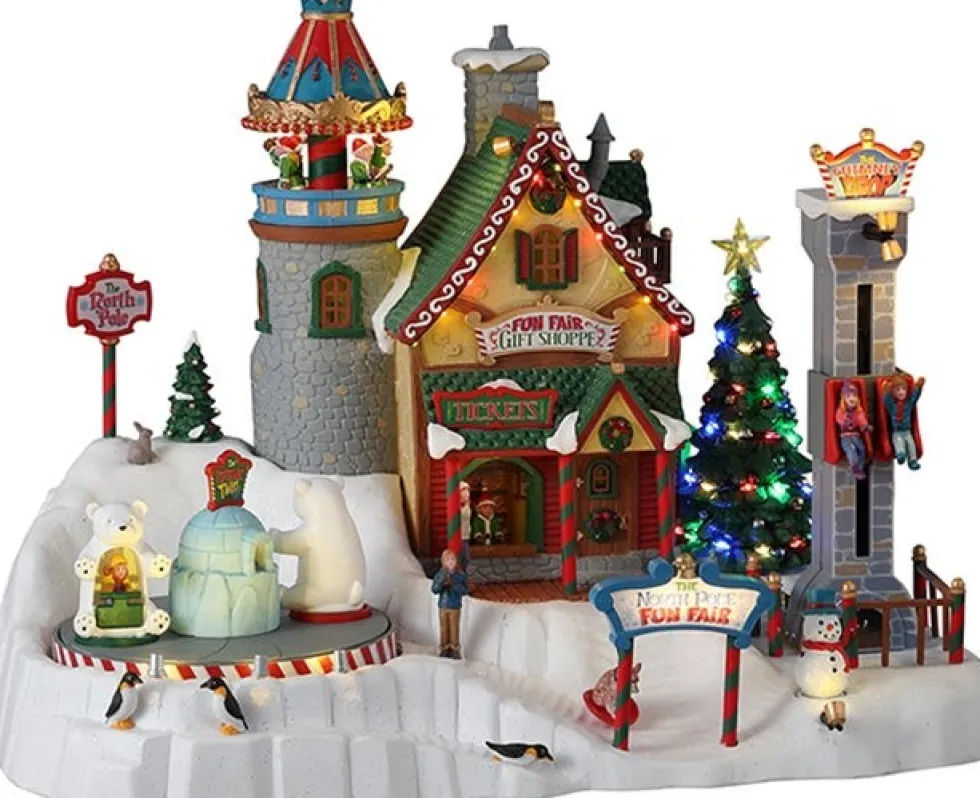 Lemax Santa's Wonderland kerstdorp north pole fun fair (kermis noordpool) 35,6 x 24,3 x 27,9 cm
