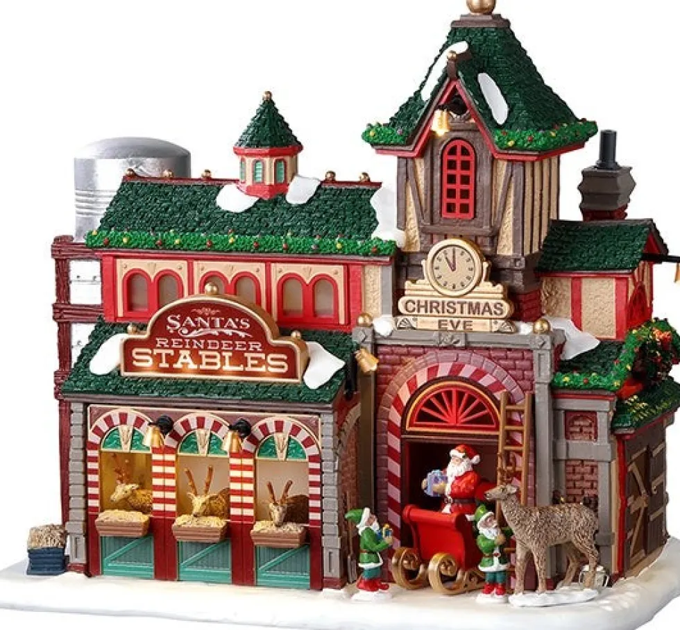 Lemax Santa's Wonderland kersthuisje santa's reindeer stables (rendier stal) 24,5 x 14,5 x 22,5 cm