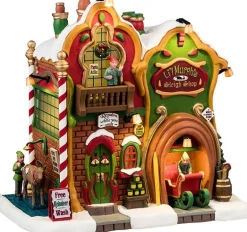 Lemax Santa's Wonderland kersthuisje lil murphs sleigh shop (slee verhuur) 13,3 x 19,3 x 18,5 cm