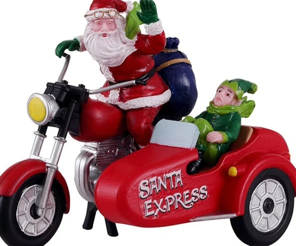 Lemax Santa's Wonderland kerstdorpminiatuur Santa Express (kerstman op motor) 8,8 x 5,1 x 6 cm