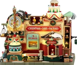Lemax Sights & Sounds kerstdorp christmas cake factory (taarten winkel) 17,7 x 27,8 x 24,5 cm