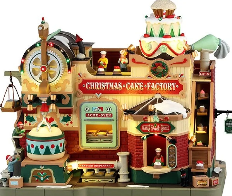 Lemax Sights & Sounds kerstdorp christmas cake factory (taarten winkel) 17,7 x 27,8 x 24,5 cm