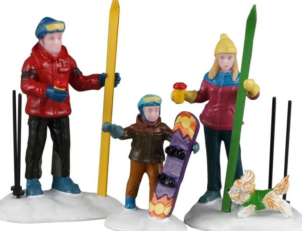 Lemax Vail Village kerstdorpminiatuur family ski day (familie skiën) 12,1 x 4 x 22,8 cm 3-delig