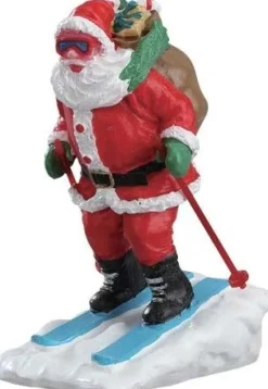 Lemax Vail Village kerstdorpminiatuur santa skier (kerstman skiën) 3,7 x 5,5 x 8 cm