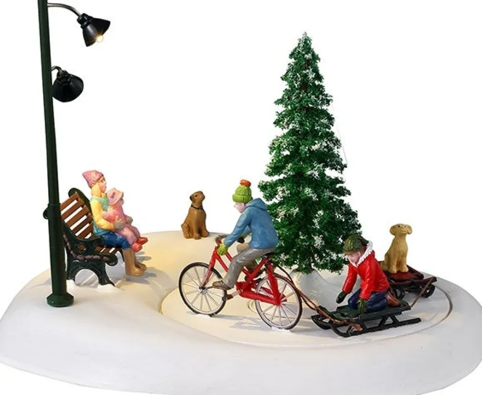 Lemax Vail Village kerstdorpminiatuur snowbiking with dad (sneeuwfietsen) 22,8 x 18,7 x 16,8 cm