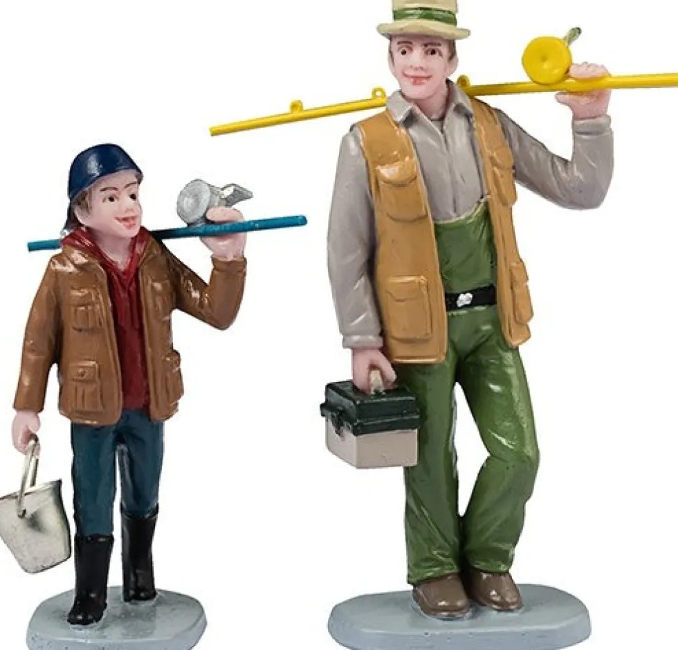 Lemax Vail Village kerstdorpminiatuur fishing time (vissen) 2,5 x 6,7 x 7,3 cm 2-delig