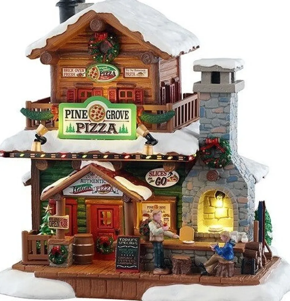 Lemax Vail Village kersthuisje pine grove pizza (pizza restaurant) 26,4 x 19,8 x 26,7 cm