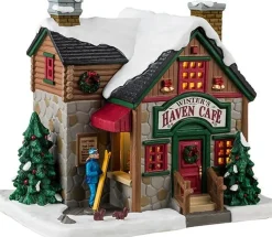Lemax Vail Village kersthuisje winters haven cafe (eetcafé) 13,6 x 17,1 x 15 cm