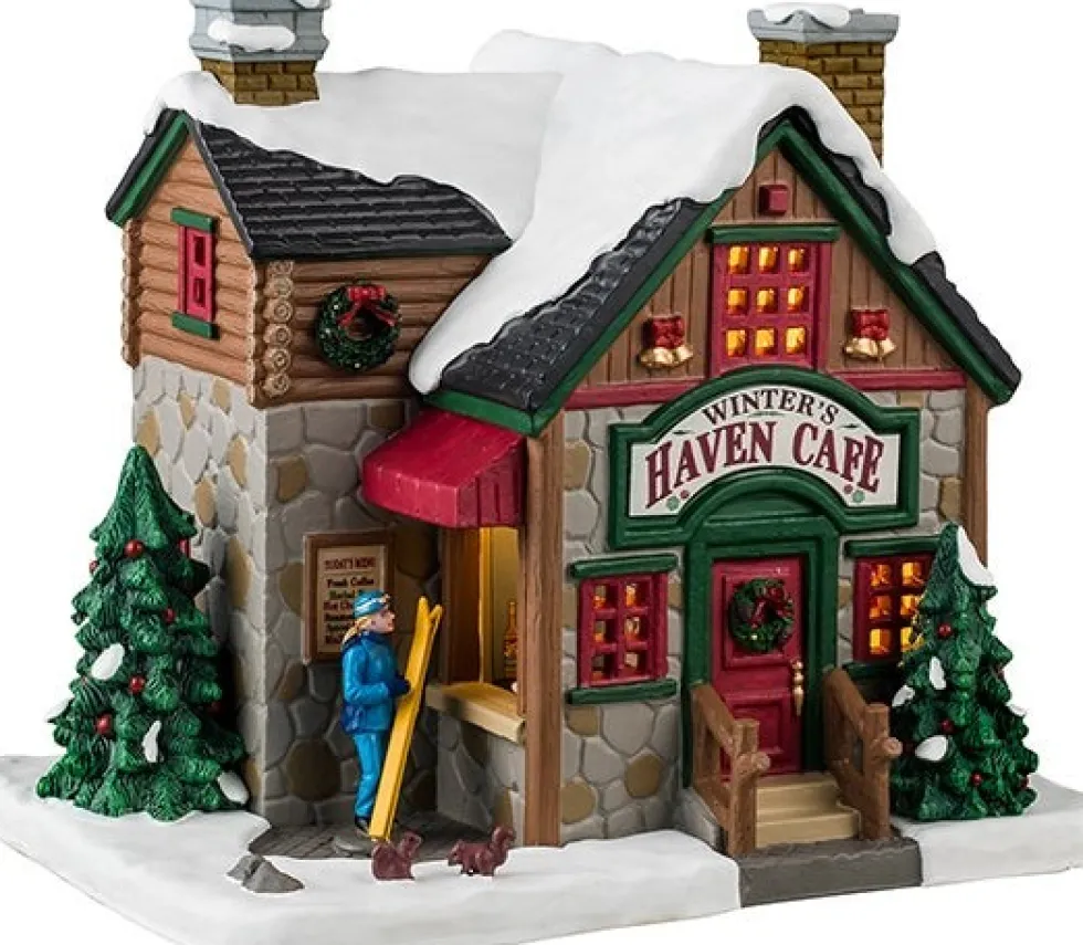 Lemax Vail Village kersthuisje winters haven cafe (eetcafé) 13,6 x 17,1 x 15 cm