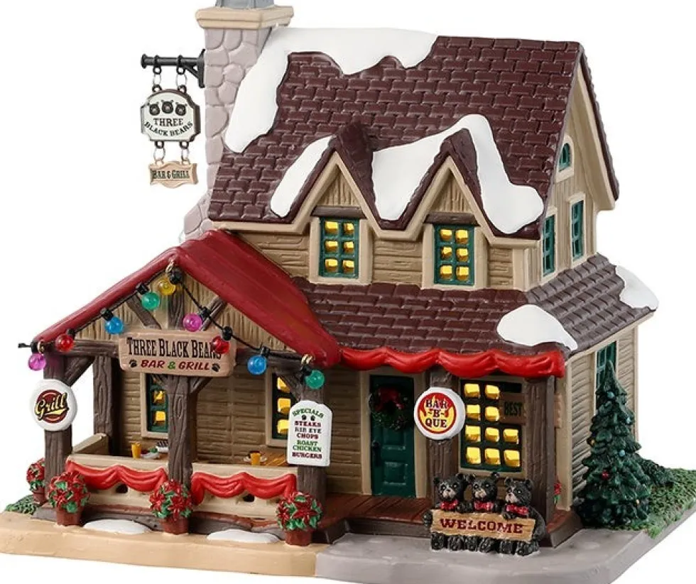 Lemax Vail Village kersthuisje three black bears (restaurant) 12,6 x 18,2 x 15,5 cm