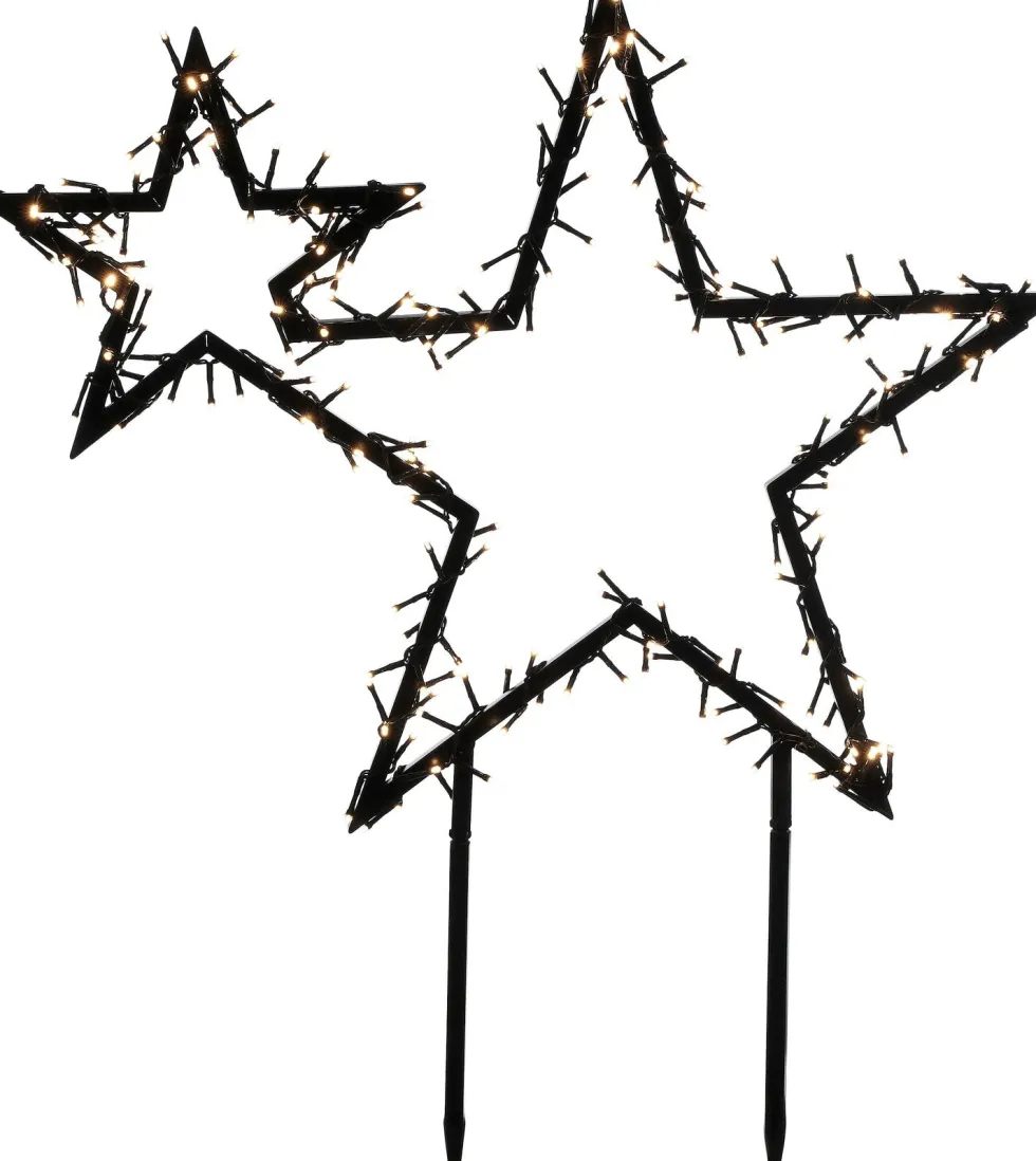 Luca Lighting kerstfiguur voor buiten sterren Garden d'light zwart met 220 LED lampjes warm wit 70 x 3 x 82 cm