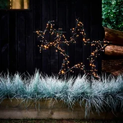 Luca Lighting kerstfiguur voor buiten sterren Garden d'light zwart met 220 LED lampjes warm wit 70 x 3 x 82 cm