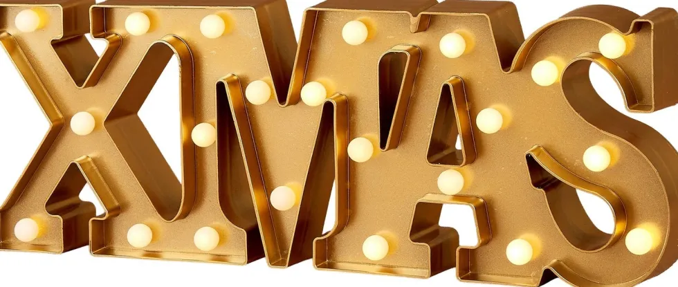 Luca Lighting kerstfiguur Xmas goud met verlichting 47 x 17,5 x 4 cm