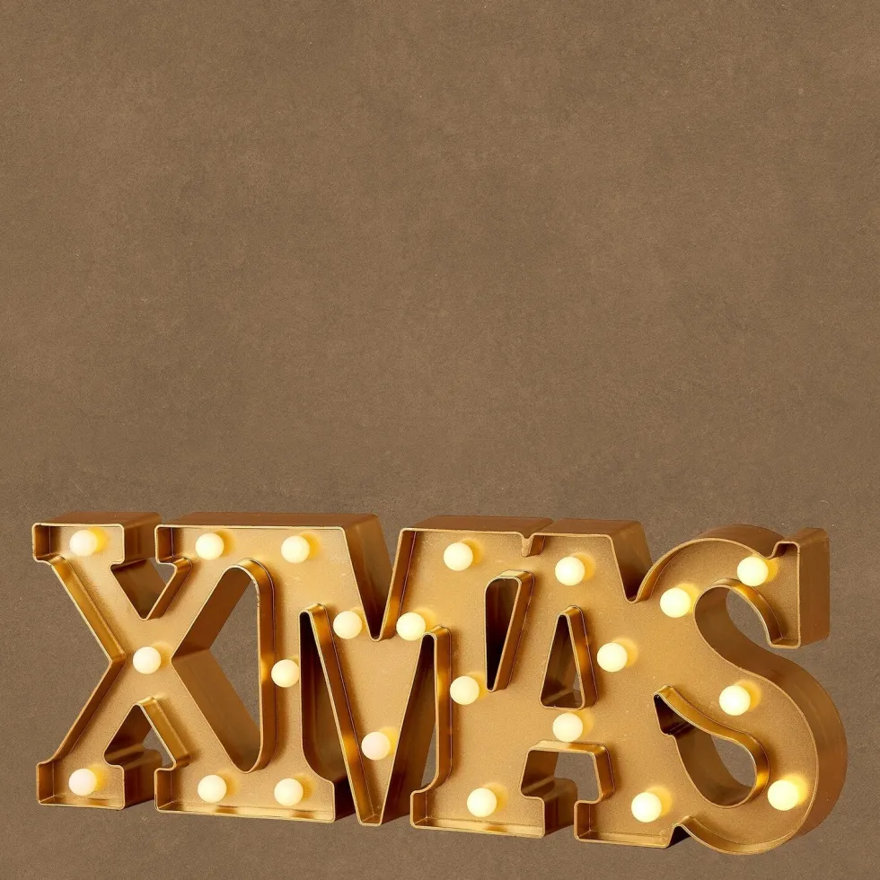 Luca Lighting kerstfiguur Xmas goud met verlichting 47 x 17,5 x 4 cm
