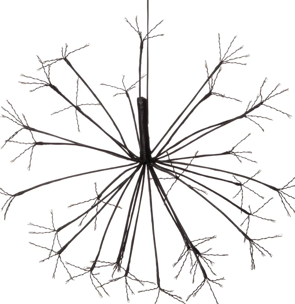 Luca Lighting kersthanger Dandelion zwart met warm wit verlichting D 70 H 48 cm