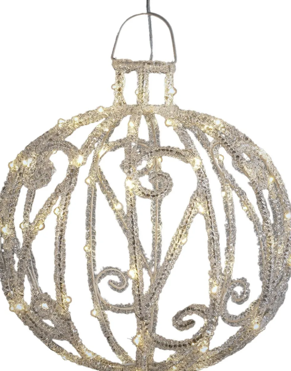 Luca Lighting kersthanger Tundra kerstbal zilver met verlichting D 30 H 32 cm