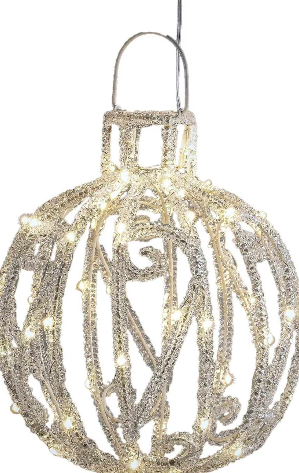 Luca Lighting kersthanger Tundra kerstbal zilver met verlichting D 25 H 27 cm
