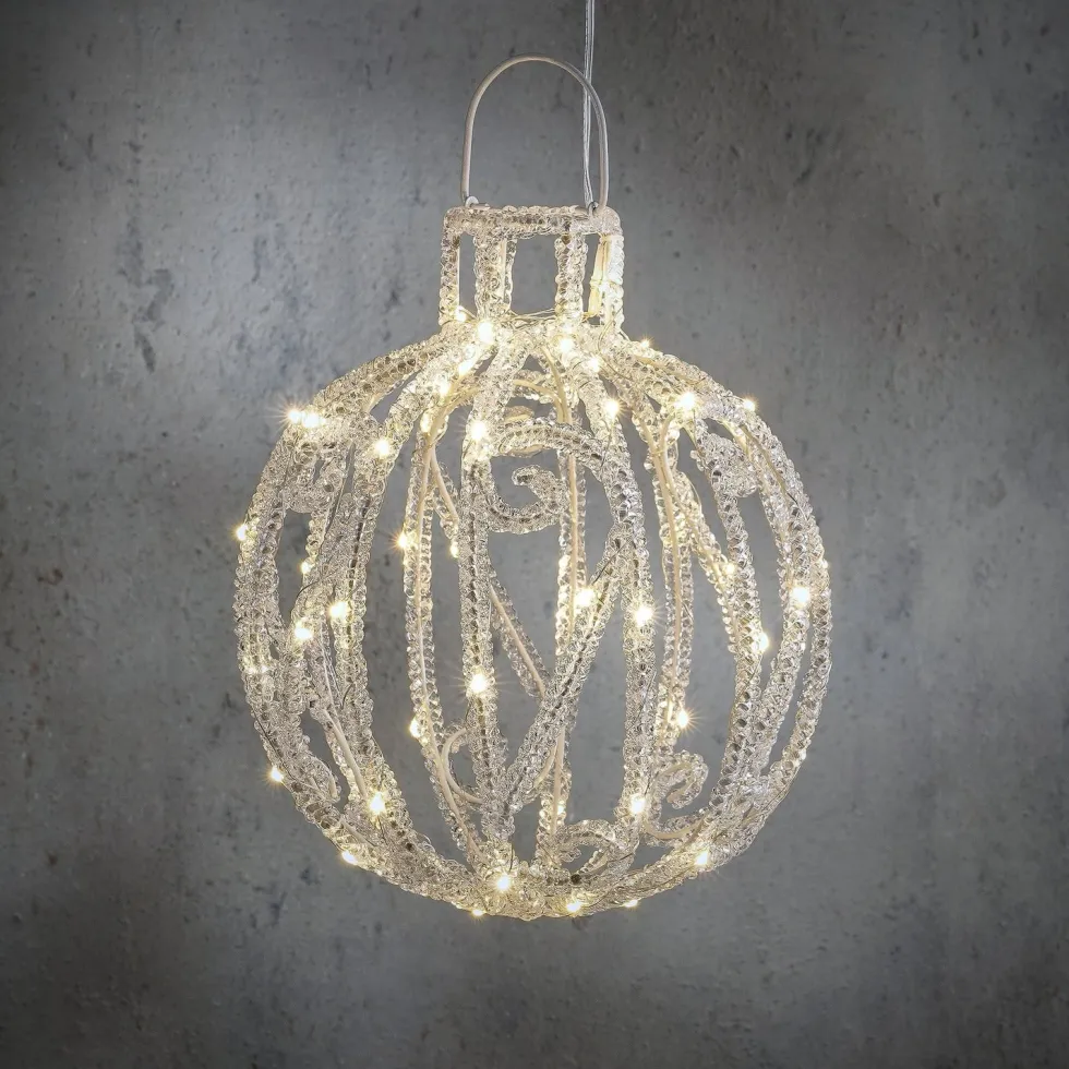 Luca Lighting kersthanger Tundra kerstbal zilver met verlichting D 25 H 27 cm