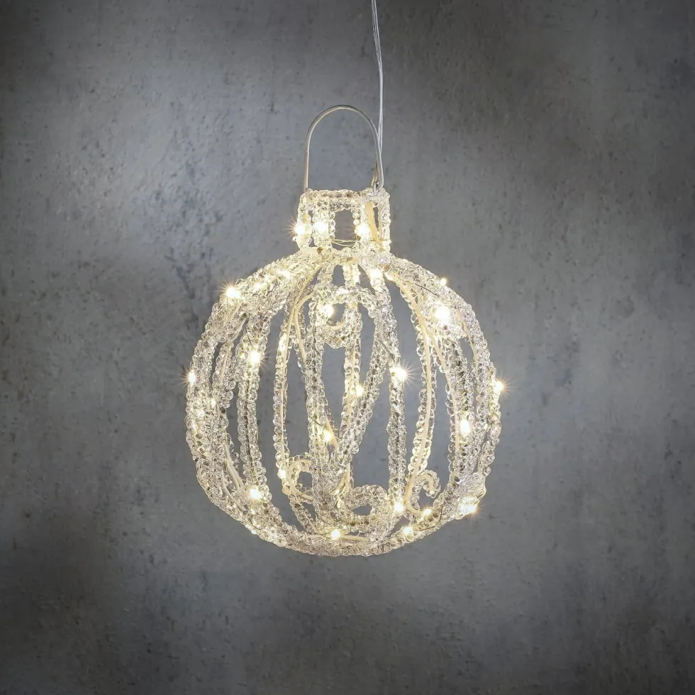 Luca Lighting kersthanger Tundra kerstbal zilver met verlichting D 20 H 22 cm