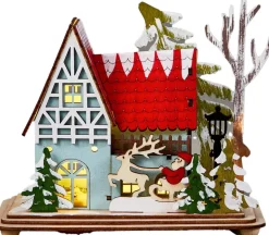 Luca Lighting kersthuisje Woody kerstman 16 x 9,5 x 14 cm