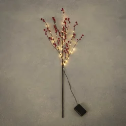 Luca Lighting kersttak met verlichting bessen rood 100 cm