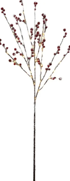 Luca Lighting kersttak met verlichting bessen besneeuwd rood 100 cm