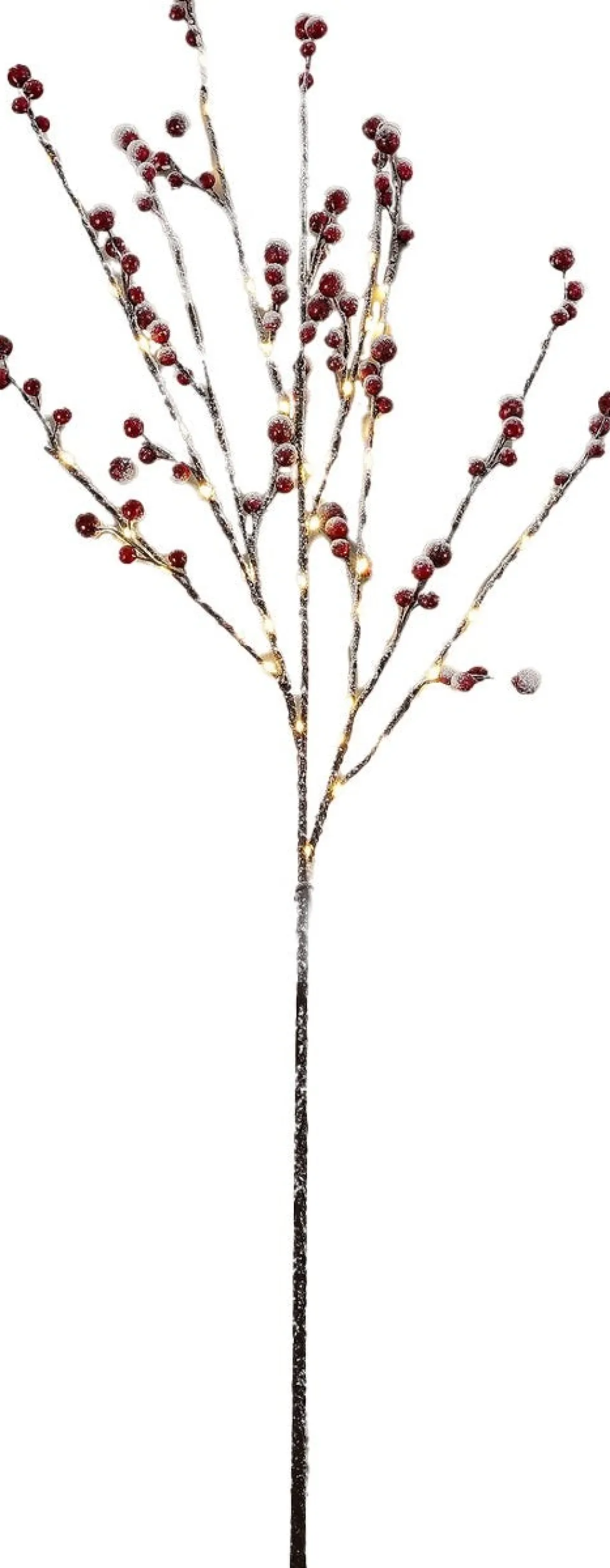 Luca Lighting kersttak met verlichting bessen besneeuwd rood 100 cm
