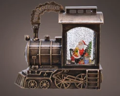 Lumineo automatische sneeuwbol trein goud met verlichting 11 x 25 x 23 cm