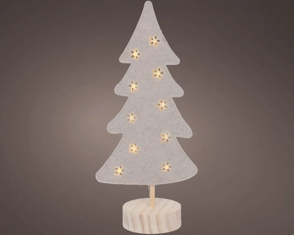 Lumineo decoratieboom Felton grijs met verlichting 9 x 15,5 x 35 cm