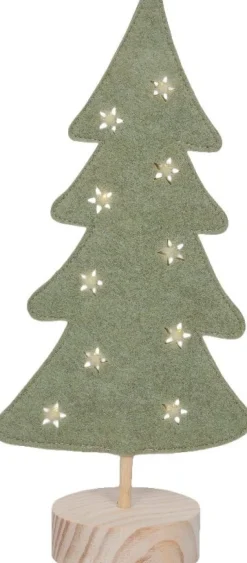 Lumineo decoratieboom Felton groen met verlichting 9 x 15,5 x 35 cm