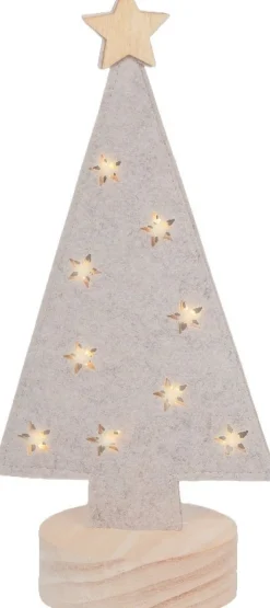 Lumineo decoratieboom Felton grijs met verlichting 9 x 12,5 x 28 cm