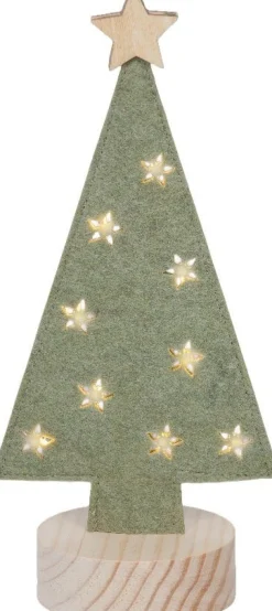 Lumineo decoratieboom Felton groen met verlichting 9 x 12,5 x 28 cm