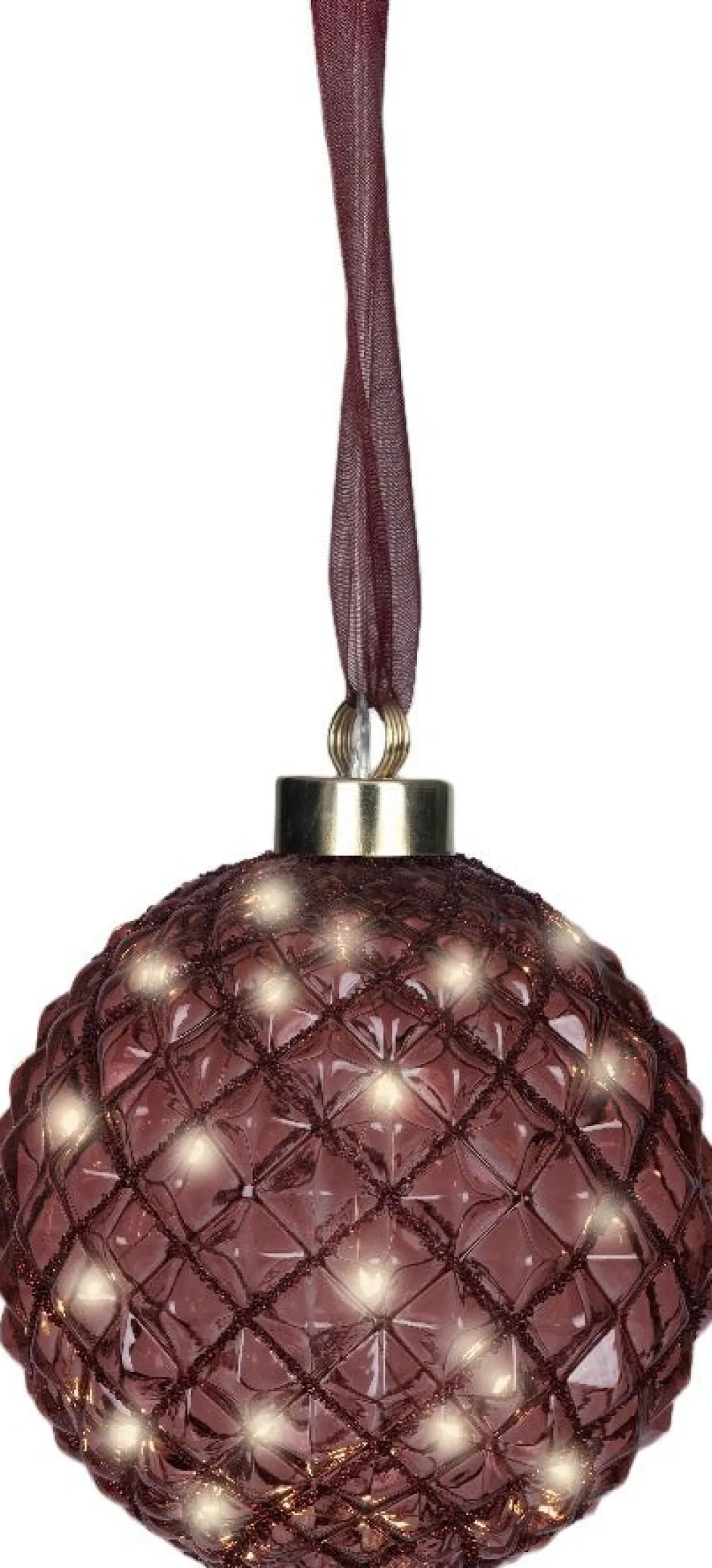 Lumineo kerstbal roze met verlichting D 20 cm