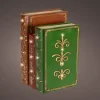 Lumineo kerstfiguur boeken groen / rood met verlichting 15,5 x 18,5 x 27 cm