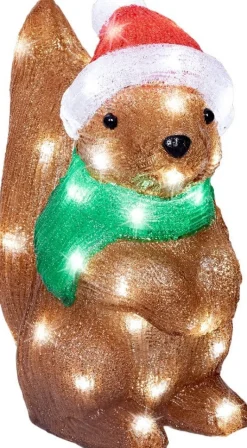 Lumineo kerstfiguur eekhoorn met verlichting 16 x 30 x 30 cm