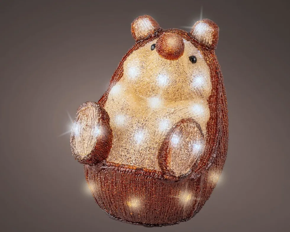 Lumineo kerstfiguur egel met verlichting 23,5 x 19 x 24 cm