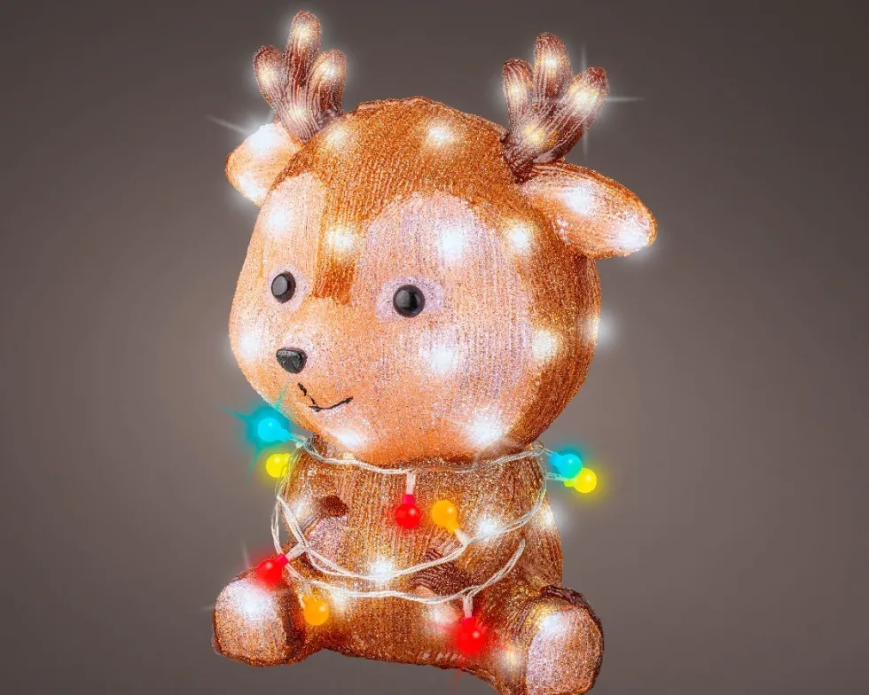 Lumineo kerstfiguur hert met verlichting 25 x 32 x 38 cm