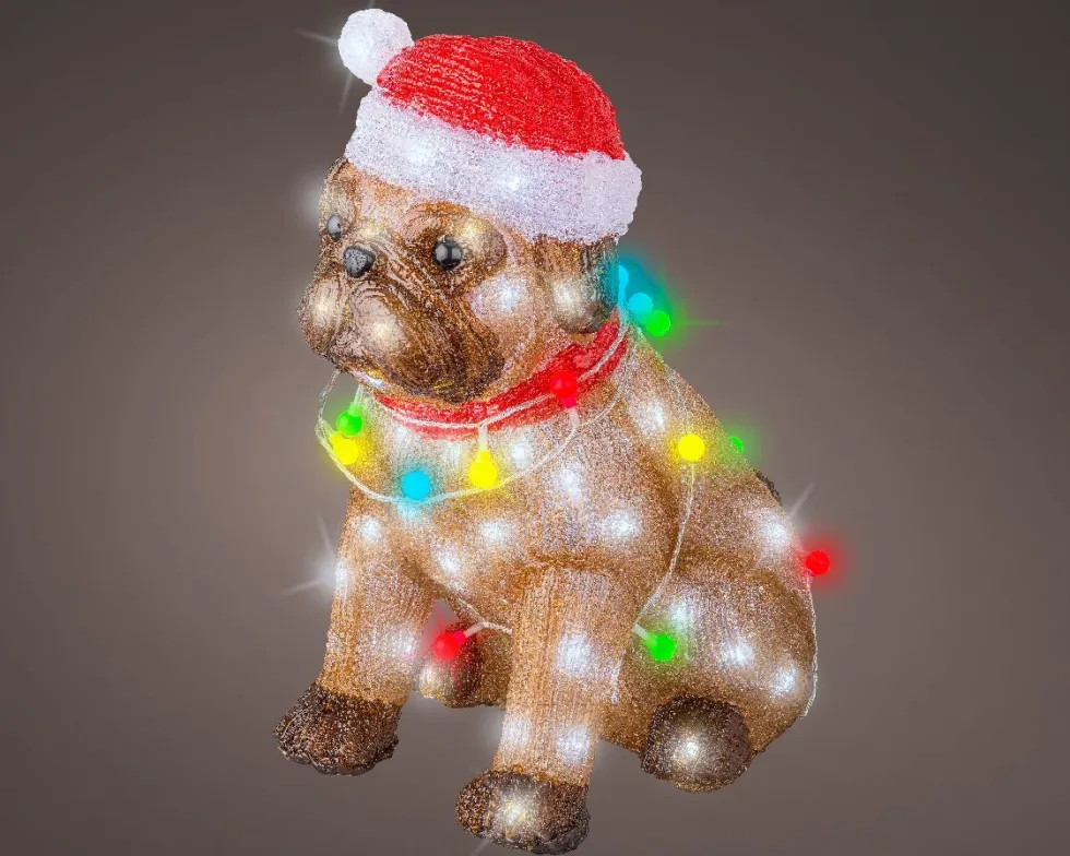 Lumineo kerstfiguur hond met verlichting 34 x 24 x 42 cm
