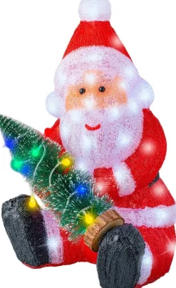 Lumineo kerstfiguur kerstman boom met verlichting 31 x 33 x 49,5 cm