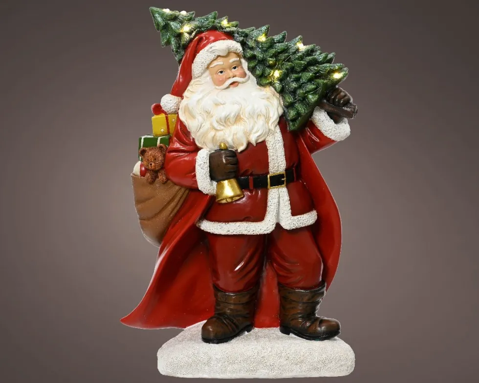 Lumineo kerstfiguur kerstman cadeauzak met verlichting 25 x 12 x 38,5 cm